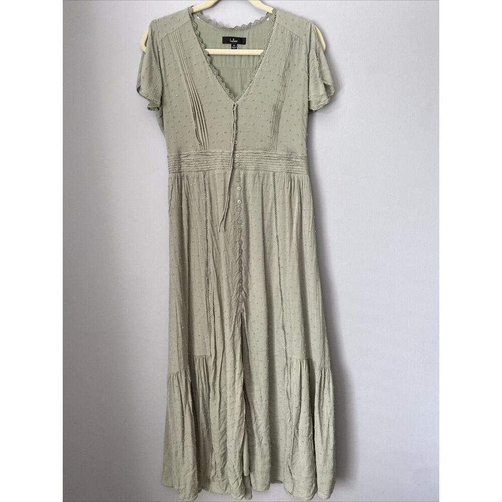 Lulus Button-Front Maxi Dress Women's Completely In Love Sage Green Size Medium